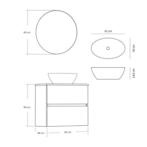 Ensemble de salle de bain MONO Alday, 60cm, Blanc