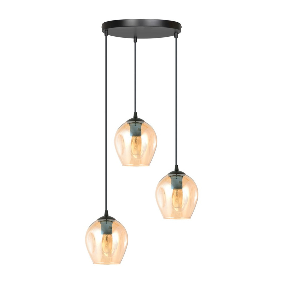 Lampada a sospensione ISTAR in acciaio nero e vetro ambra
