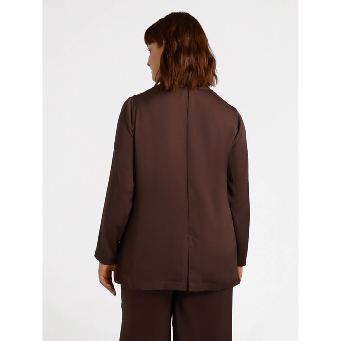 Fiorella Rubino - Blazer leggero in raso - Marrone