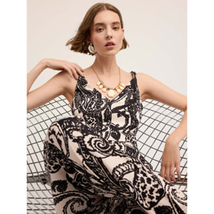 Motivi - Tuta lunga satin fantasia paisley - Nero