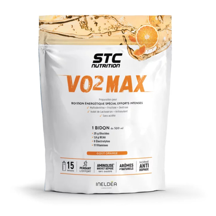 STC NUTRITION - VO2 Max® - Préparation pour boisson énergétique isotonique spécial efforts intenses - Goût Fruits Rouges - 15 doses - 525 g - Orange