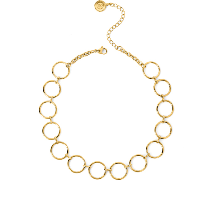 Collana Choker Circles & Circles in Acciaio Placcato Oro