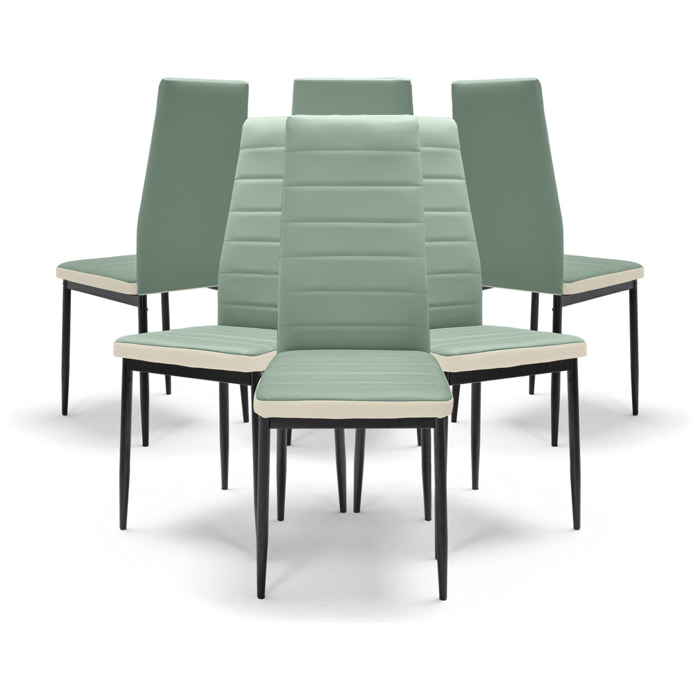 ATENE - Set di 6 sedie in letherette verde