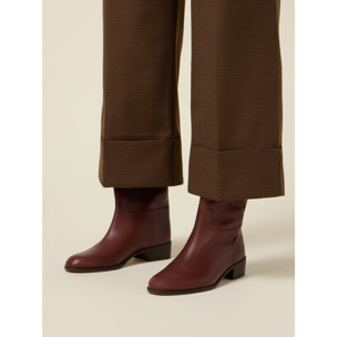 Oltre - Pantalones cropped micro pata de gallo - Marrón