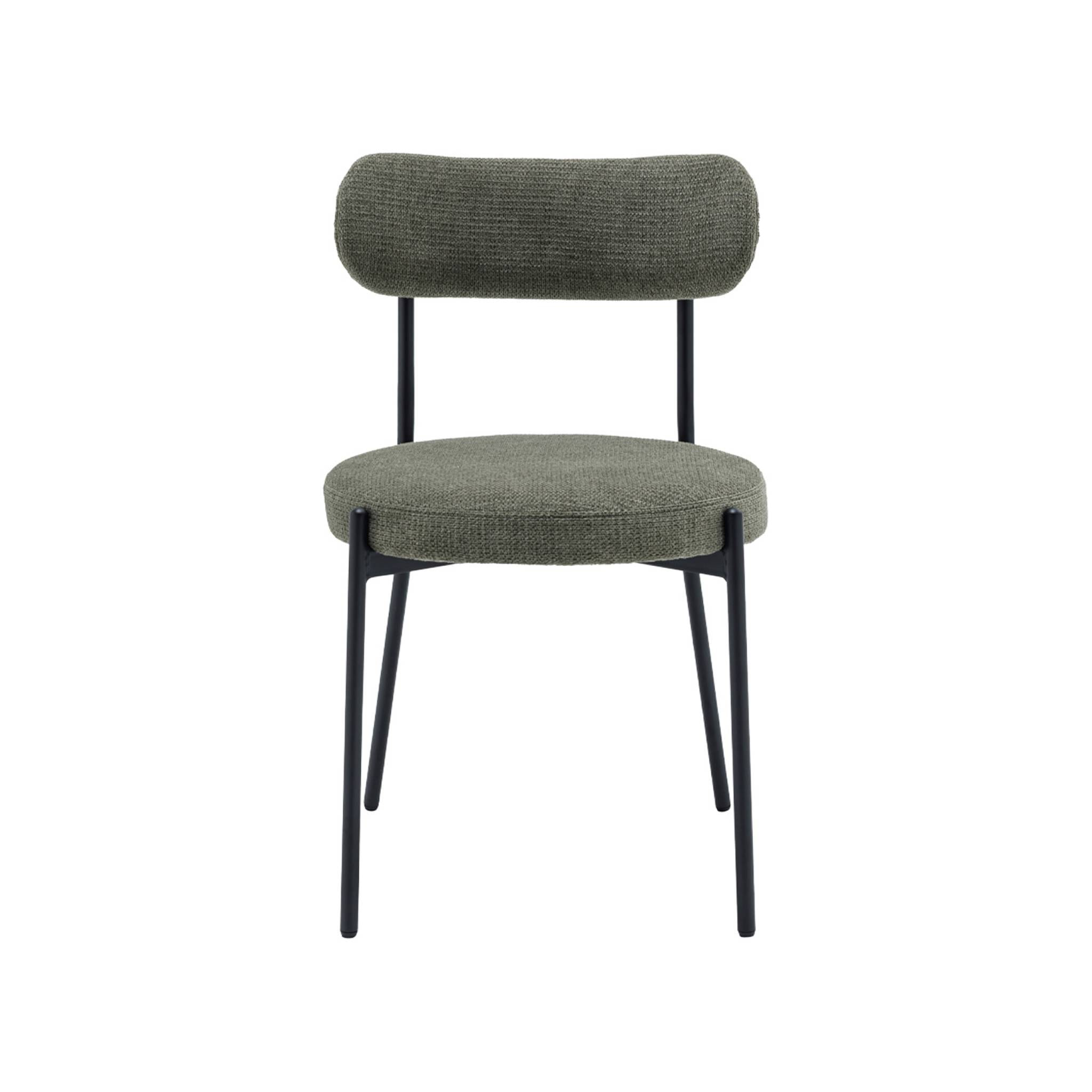 Lot de deux chaises métal et tissu chenille vert L 47 x P 49 x H 76.5cm - Livia