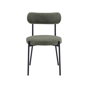 Lot de deux chaises métal et tissu chenille vert L 47 x P 49 x H 76.5cm - Livia