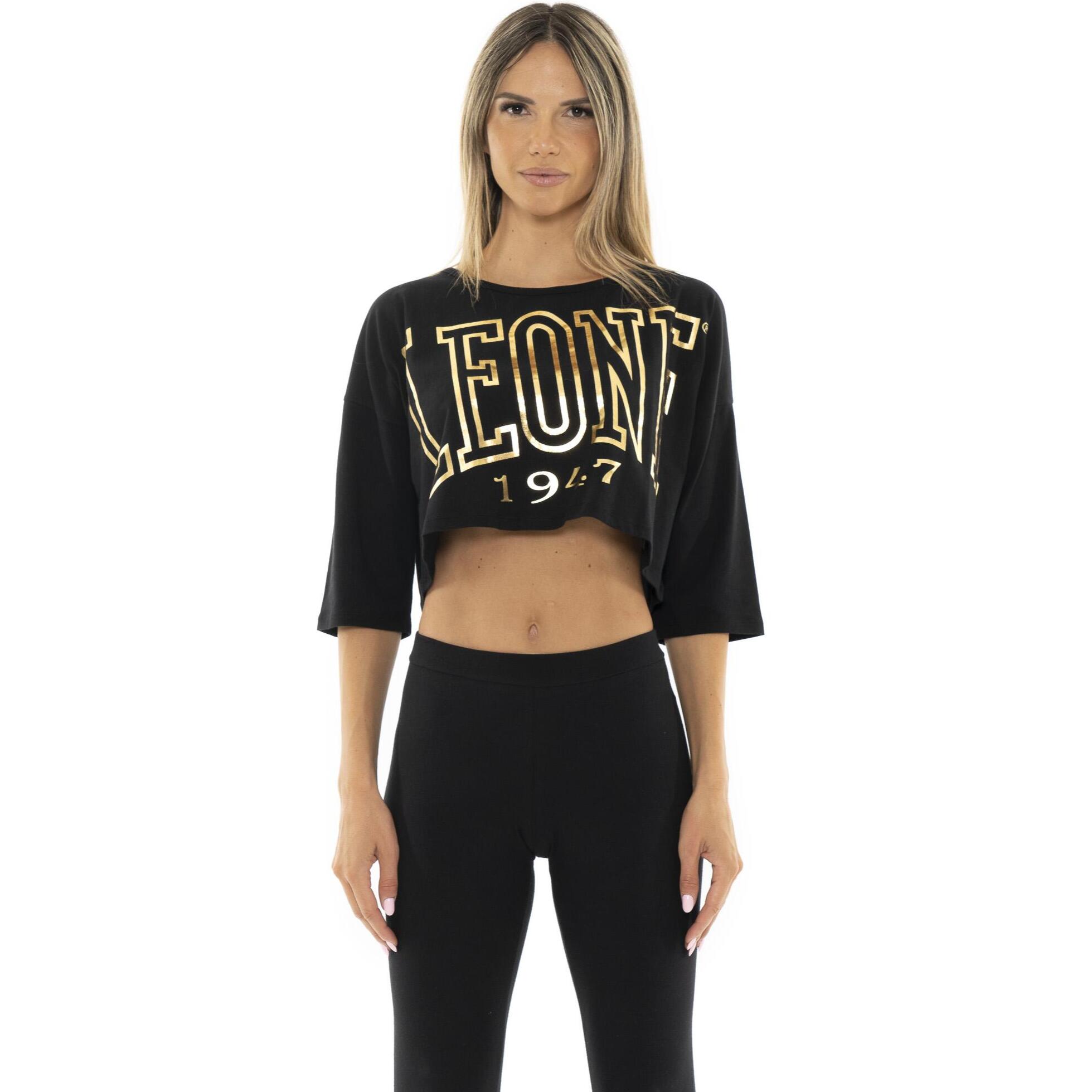 T-shirt crop a manica corta da donna 'Authentic Gold'