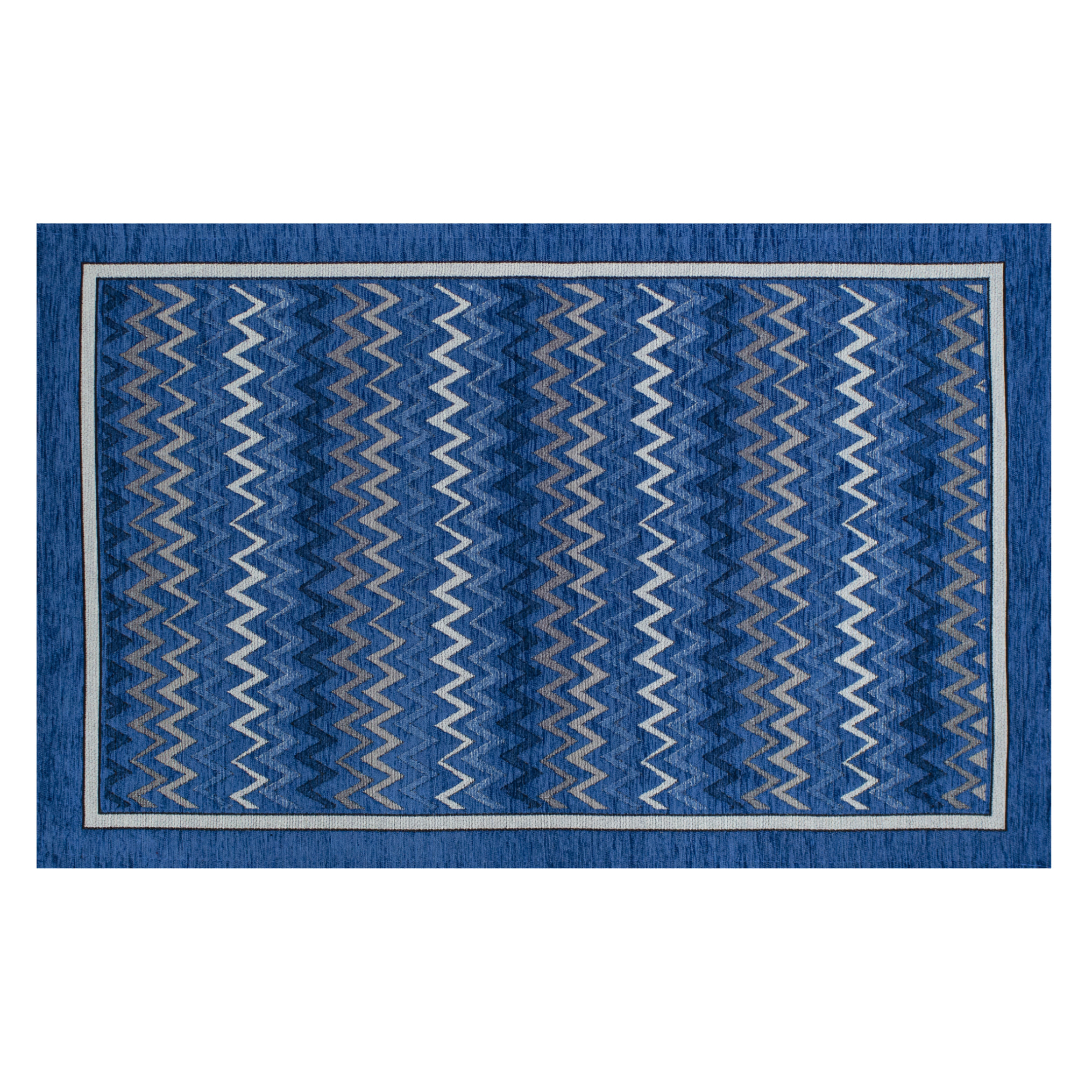 TAPPETO DA CUCINA DIS.ZIG ZAG COL.BLU MARE 57X115 CM ANTISCIVOLO