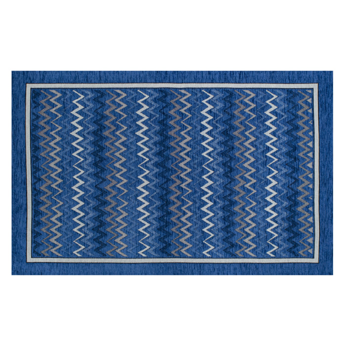 TAPPETO DA CUCINA DIS.ZIG ZAG COL.BLU MARE 57X115 CM ANTISCIVOLO