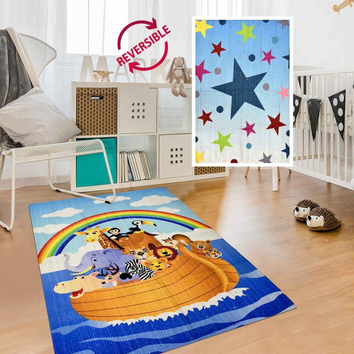 Tapis enfant, kilim reversible fait à la main DACE