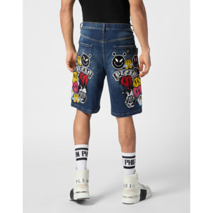 PHILIPP PLEIN DENIM SHORTS SMILE
