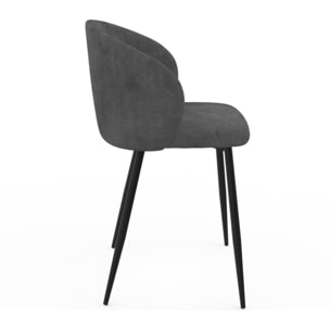 Chaises Léona velours et pieds métal - Gris