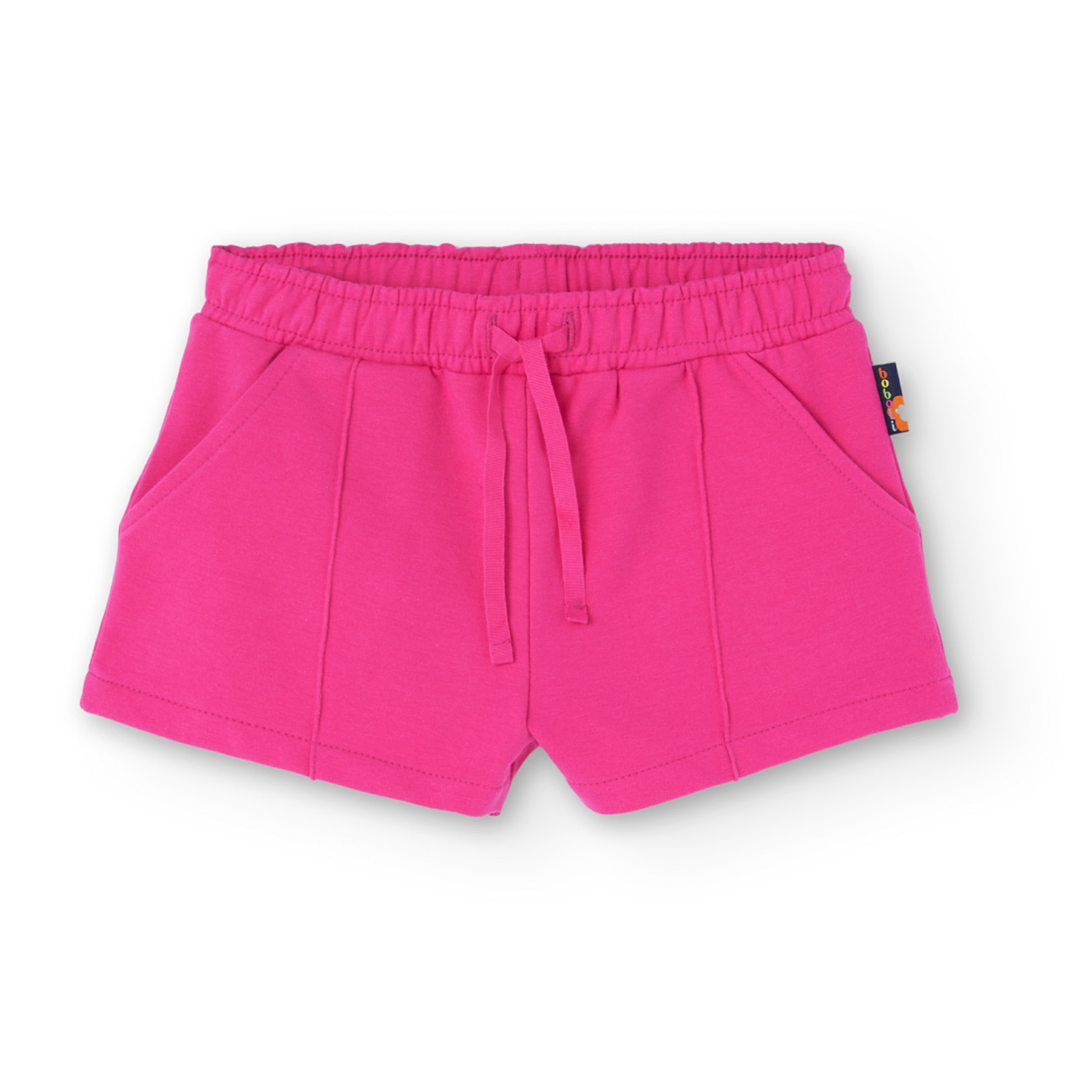 Short elÃ¡stico de felpa para niÃ±a liso de color rosa