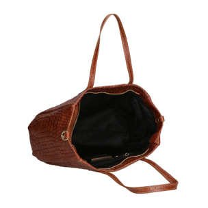 Borsa a spalla da donna - Modello Lorella - Vera pelle croco - 37.0 x 23.0 x 10.0 cm