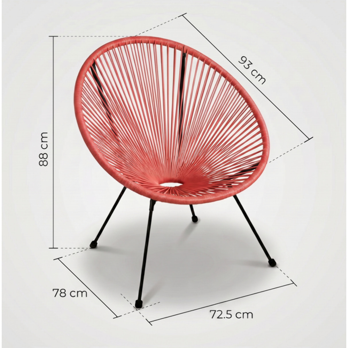 Sedia da giardino in acciaio e vimini sintetico multistring, poltrona outdoor design moderno, resistente a UV e acqua, antiruggine e facile da montare, seduta ergonomica e traspirante, ideale per balcone terrazzo e giardino