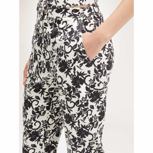 Motivi - Pantalones regular con estampado floral - Negro