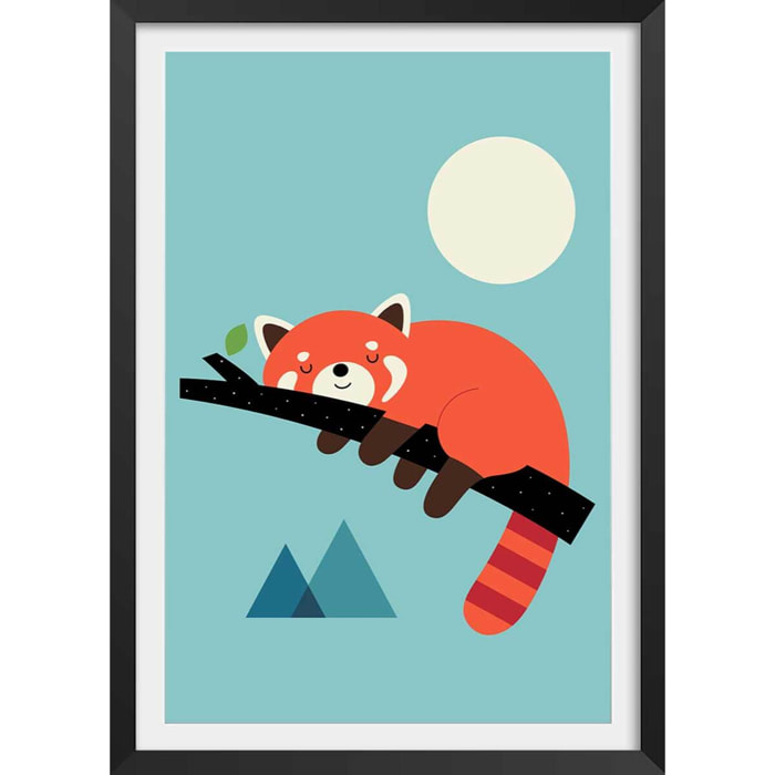 Affiche enfant c'est l'heure de la sieste Affiche + cadre en bois - Noir