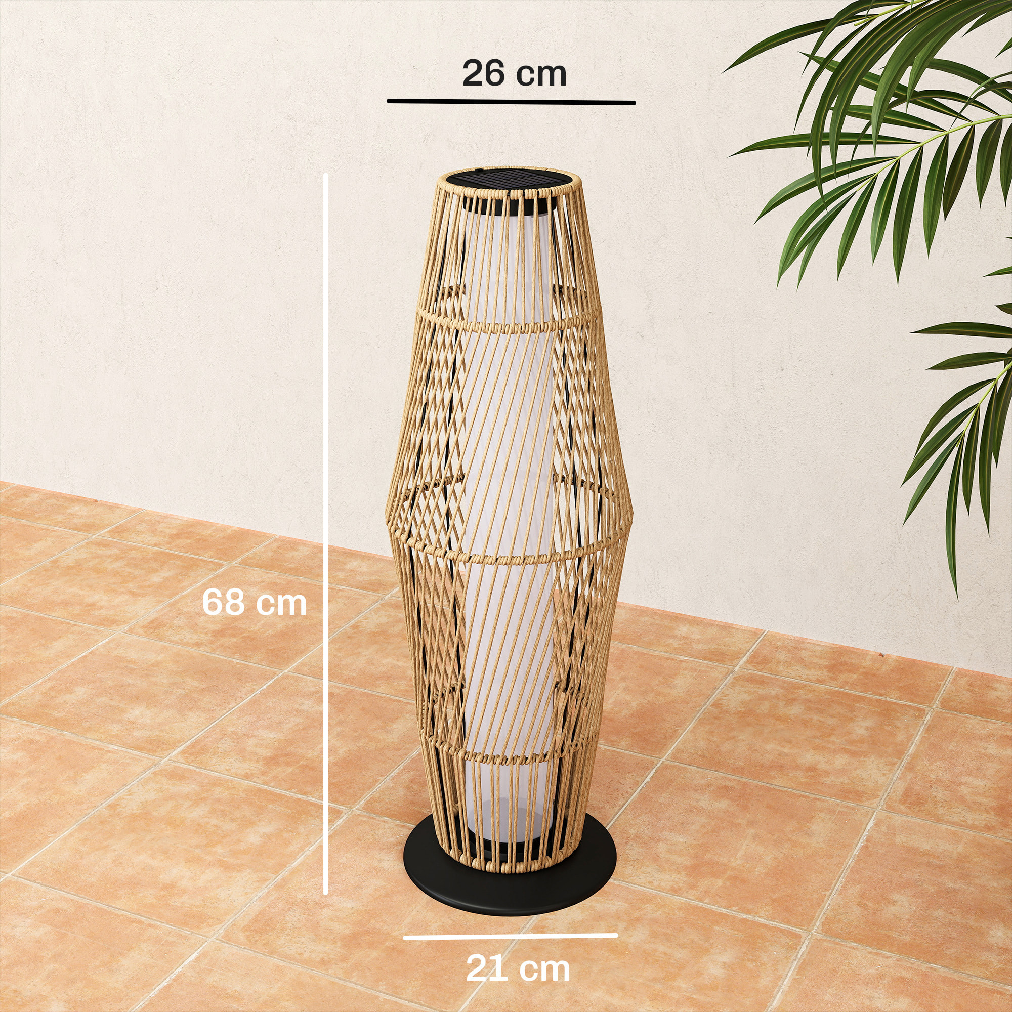 Lanterne solaire capteur de lumière résine tressée sable