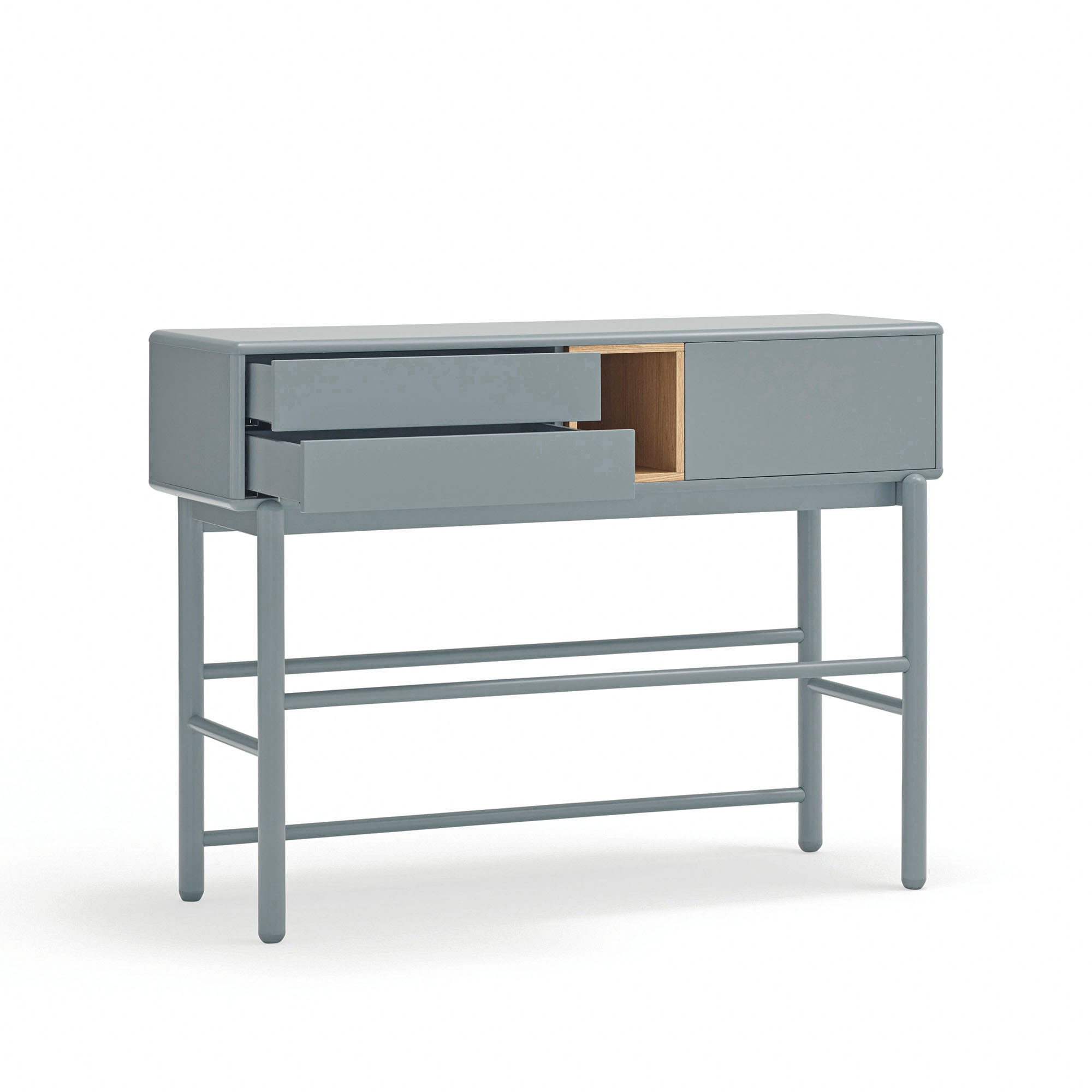 Consola Corvo 1 puerta y 2 cajones gris perla