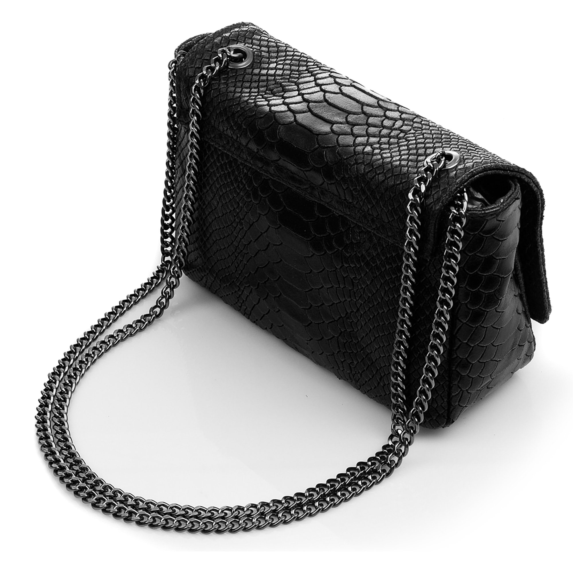 Dalida Borsa a tracolla Donna.Pelle autentica Camoscio Inciso Serpente