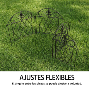 Set de 4 Vallas de Jardín de Metal, 125x56 cm, Vallas de Jardín Exterior Decorativas con Diseño Arqueado, Resistente y Fácil de Instalar, para Huerto, Patio, Terraza, Césped, Negro