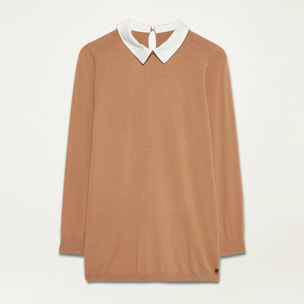 Oltre - Maglia con dettagli camicia - Beige