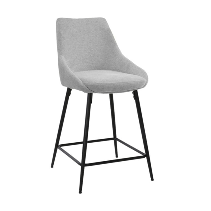 Chaise de bar en tissu avec pieds évasés en métal noir - MONDO