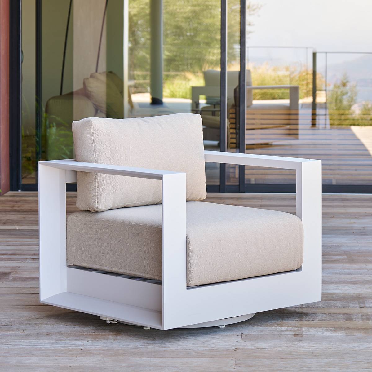 Fauteuil de jardin rotatif ALLURE Beige / Avoine