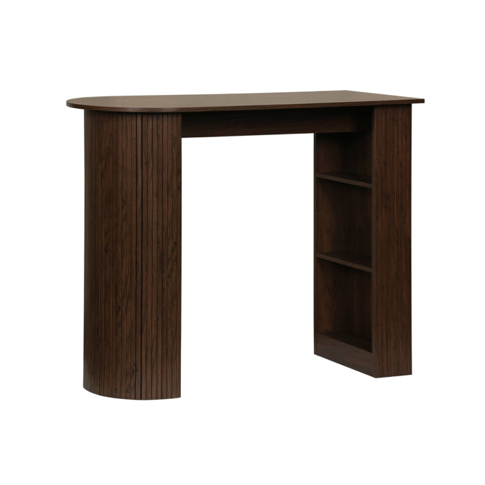 Table bar. table haute de cuisine table d'appoint décor bois avec rangements. 3 étagères. 120 x 55 x 100 cm