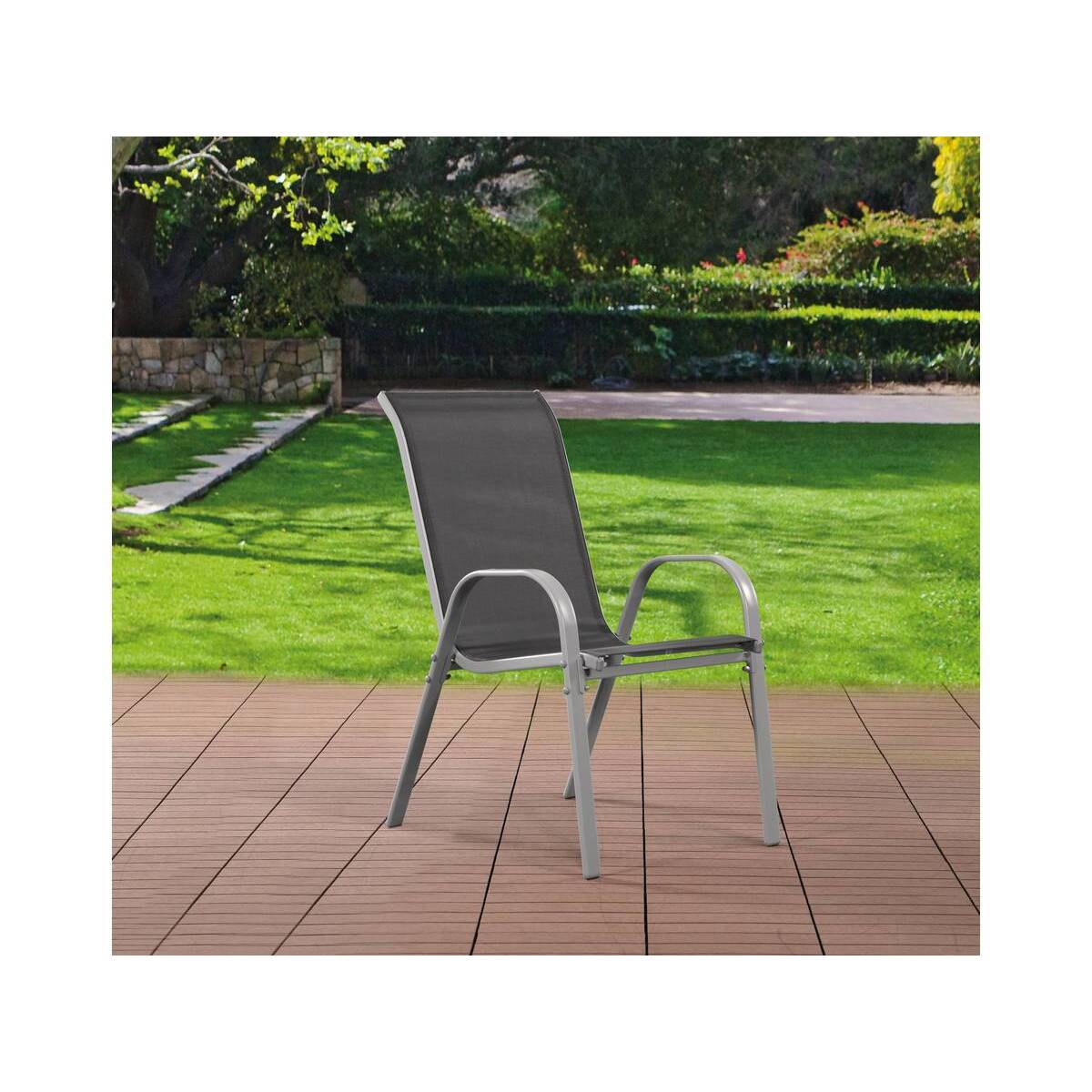 Fauteuil jardin Textilène "Cordoba" - Phoenix - Gris foncé - Lot de 2