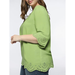 Fiorella Rubino - Blusa con fondo effetto pizzo - Verde chiaro