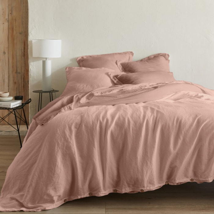 Drap plat Organic rose poudré - 50% Chanvre 50% Coton Bio