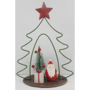 Albero in metallo con babbo natale resina rosso cm21x9,5h25,5