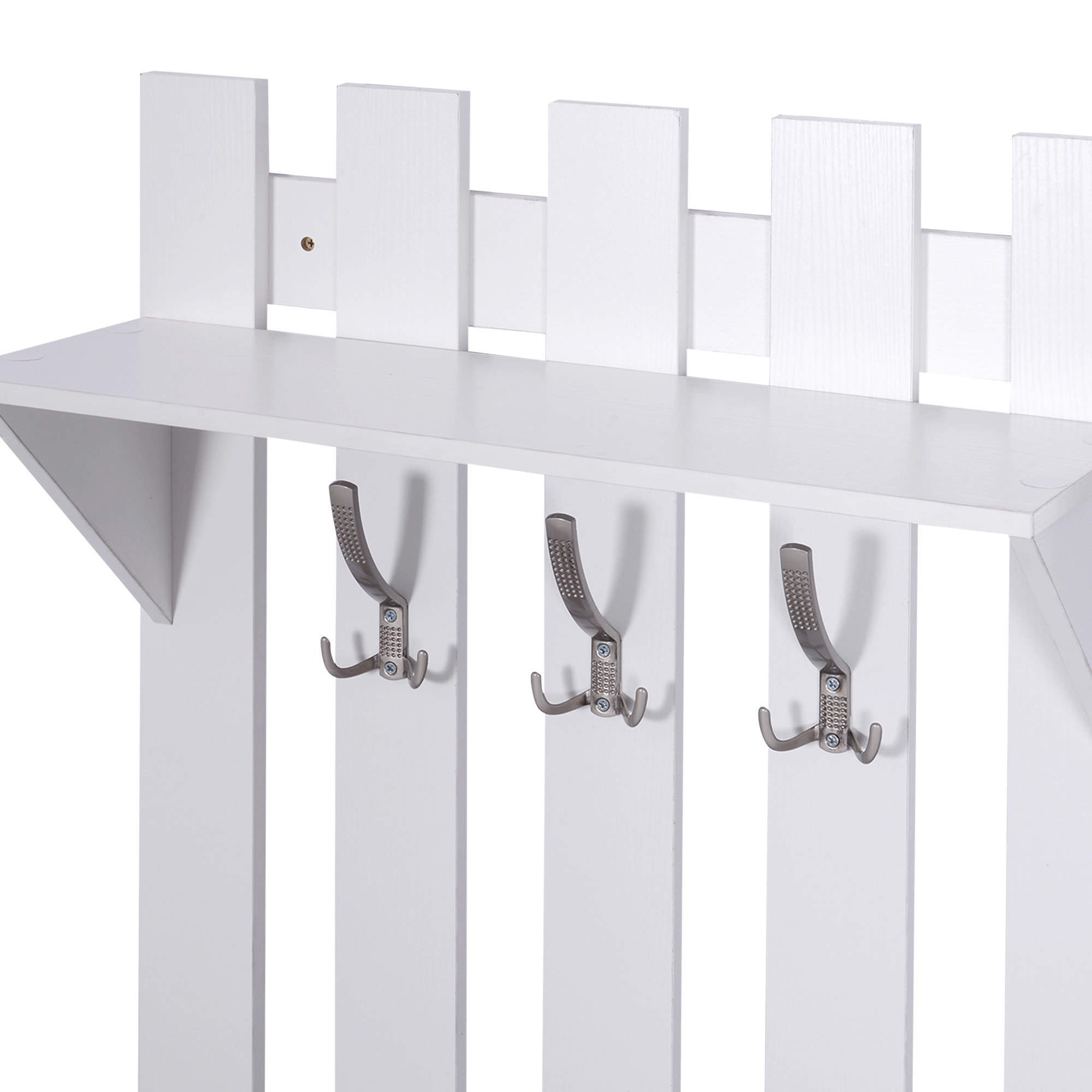 Conjunto de Recibidor de Entrada con Espejo Perchero y Zapatero Muebles de Entrada con 3 Ganchos Estante y 2 Cajones para Pasillo Blanco