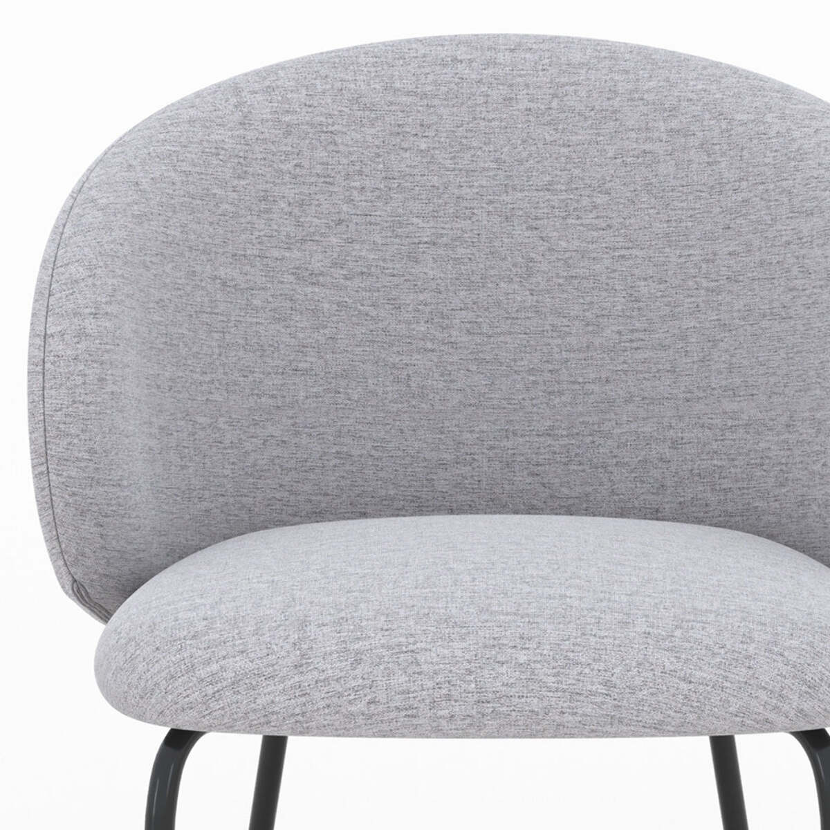Lot de 2 chaises en tissu gris clair et pieds en métal noir - Victoria