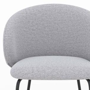 Lot de 2 chaises en tissu gris clair et pieds en métal noir - Victoria