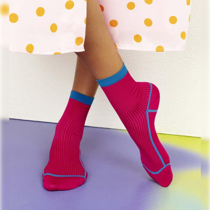 Calcetines lily ankle fucsia y azul