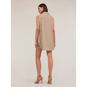 Motivi - Camicia smanicata over con tasche - Beige