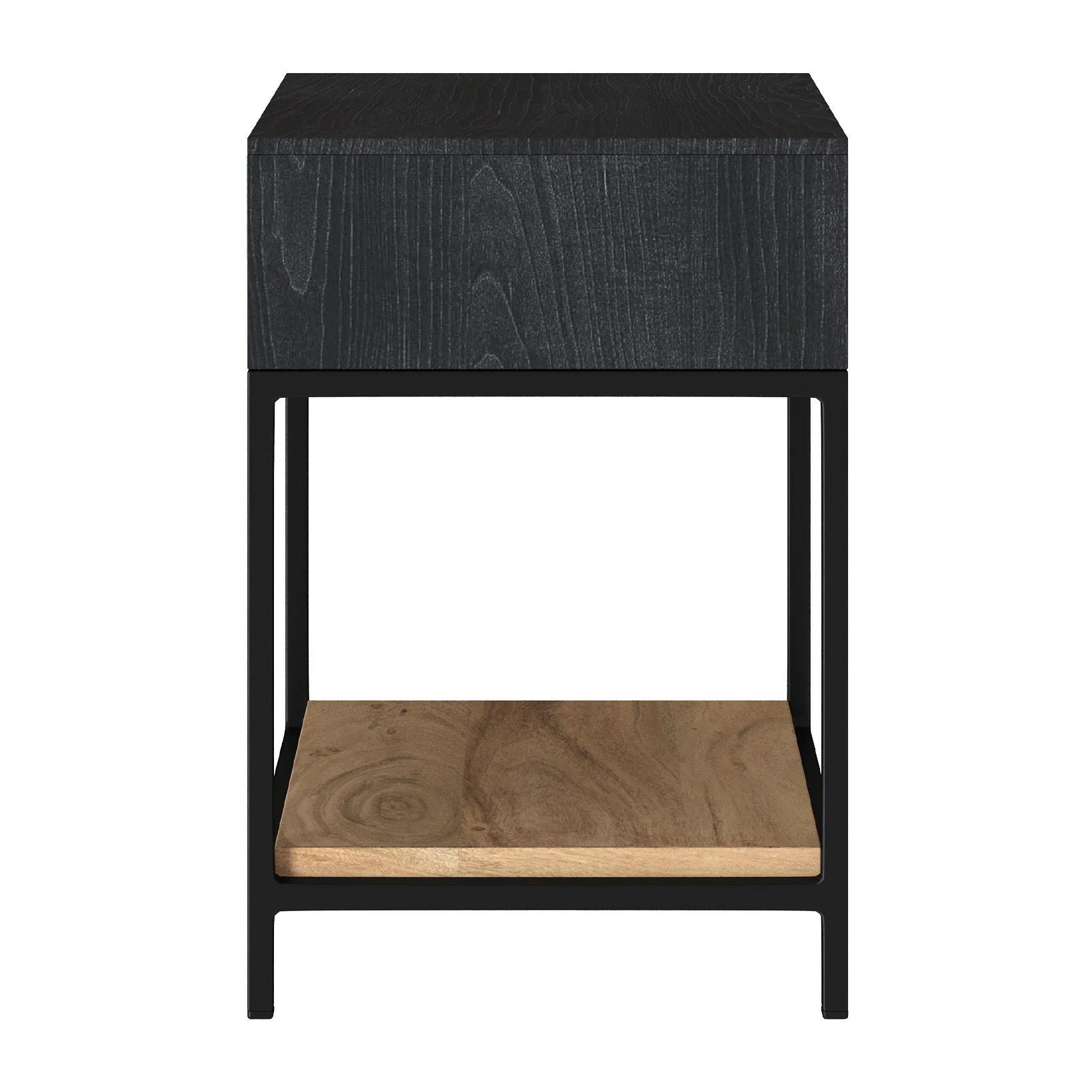 Table de chevet en bois et métal noir 1 tiroir - Jakson