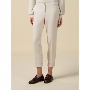 Oltre - Straight velvet trousers - Blanco