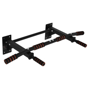 Barre de traction murale - barre de Fitness fixation murale - 3 prises possibles - charge max. 120 Kg acier noir rouge