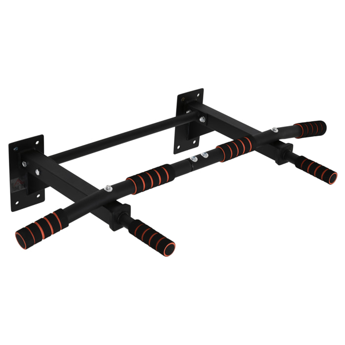 Barre de traction murale - barre de Fitness fixation murale - 3 prises possibles - charge max. 120 Kg acier noir rouge