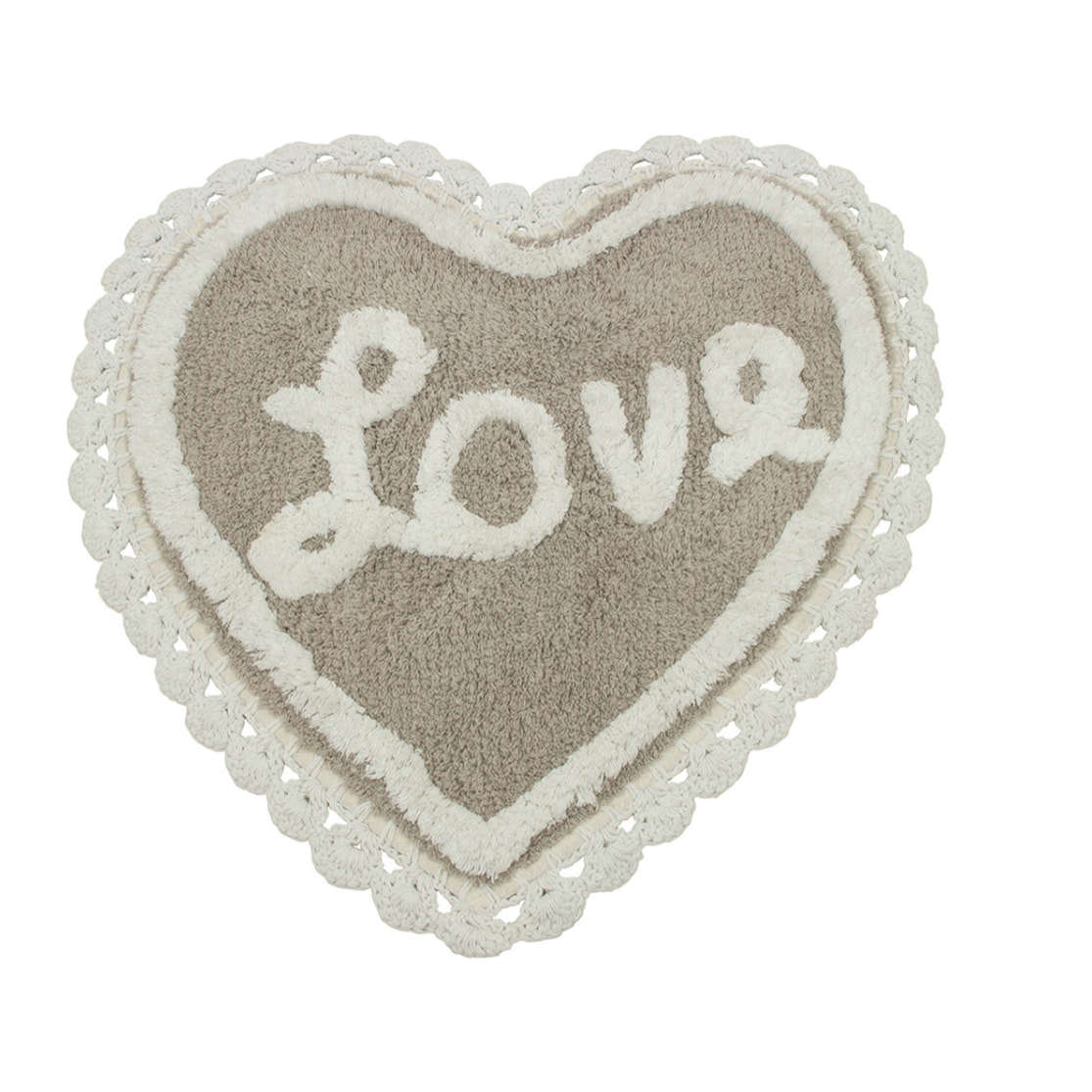 Tappeto Bagno A Forma Di Cuore Love Con Lace Grigio Bianco