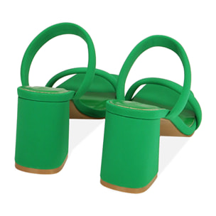 Mules verdi in tessuto, tacco 7,5 cm