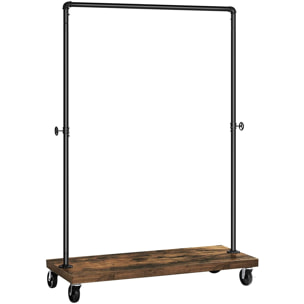 Stender appendiabiti industriale con ruote e ripiano in legno
