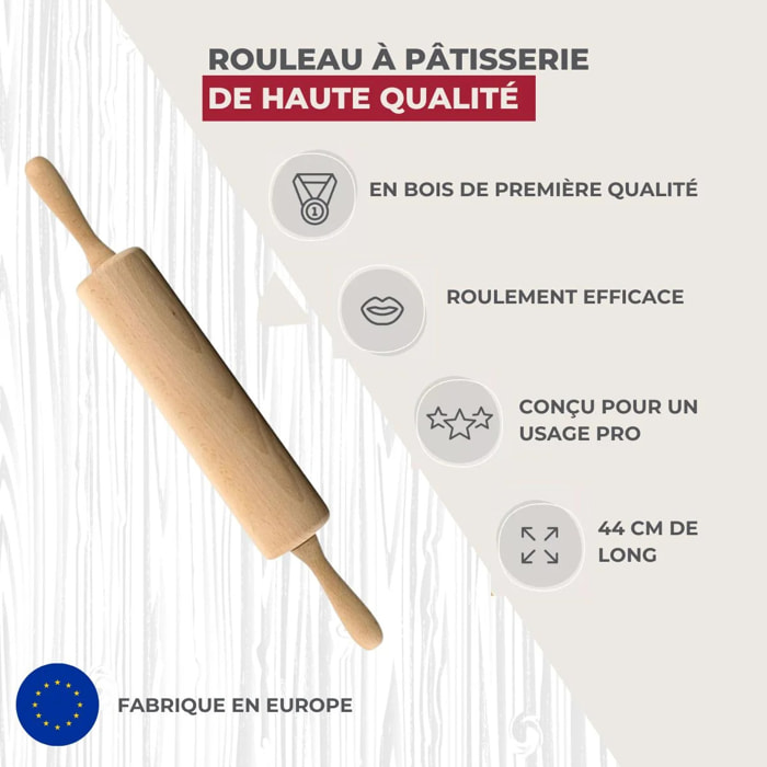 Rouleau à pâtisserie en bois 25 cm Fackelmann Wood Edition