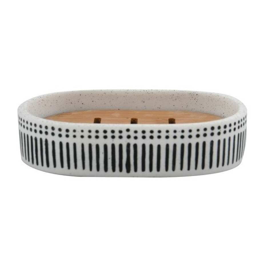 Porte savon Polyrésine & Bambou YUMA Noir & Blanc Spirella