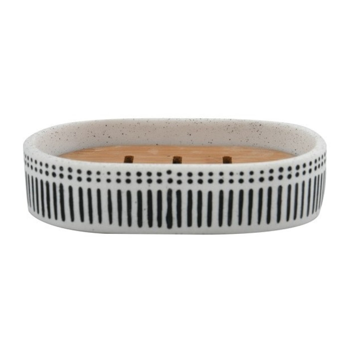 Porte savon Polyrésine & Bambou YUMA Noir & Blanc Spirella
