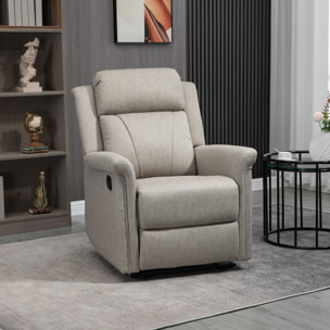 Sillón Relax Reclinable Manual, Sillón Relax de Tela con Reposabrazos, Reposapiés, Respaldo Alto, Acolchado Grueso, Butaca Reclinable hasta 135Âº para Salón, Dormitorio, Oficina, Gris