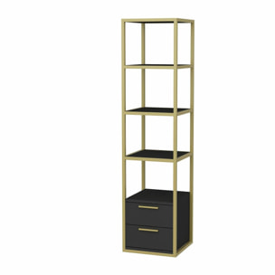 Libreria Dfogliat, Scaffale da ufficio, Mobile portalibri, Biblioteca, 39x39h169 cm, Oro e Antracite